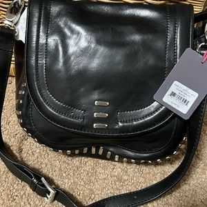 Cute stylish leather with silver accents nwt bag